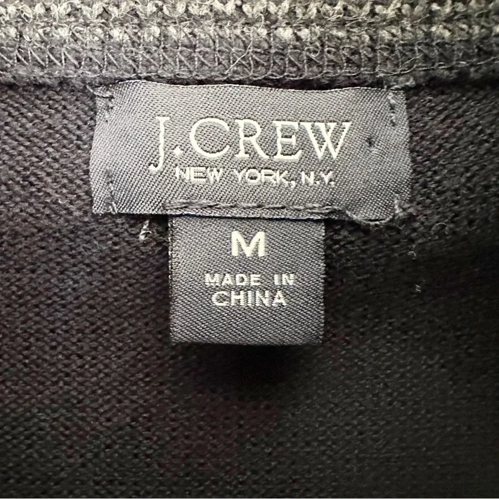 J. Crew Mens Shawl Collar Sweater Navy Gray Trim Medium Cotton Old Money Preppy